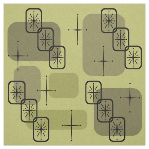 Mid Century Modern Sputnik Olive  Fabric