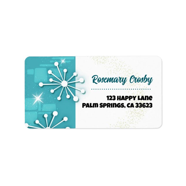 Mid-Century Modern Sputnik Return Address Labels (Front)