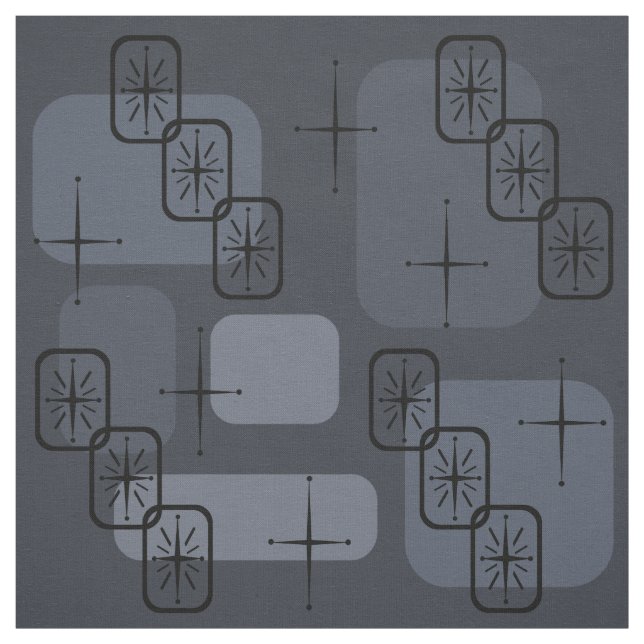 Mid Century Modern Sputnik Slate Fabric (Swatch)