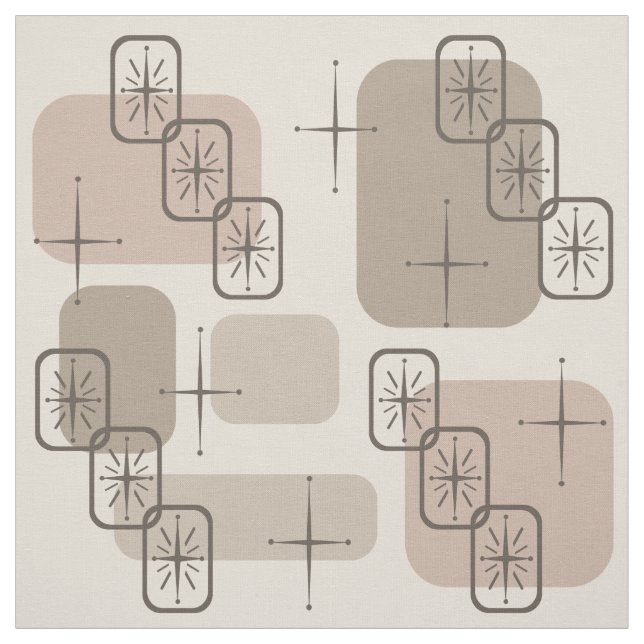 Mid Century Modern Sputnik Taupe  Fabric (Swatch)
