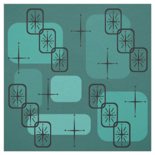 Mid Century Modern Sputnik Teal Fabric