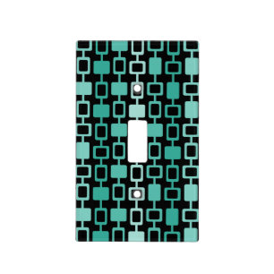 Mid Century Modern Square Columns Black Aquamarine Light Switch Cover