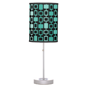 Mid Century Modern Square Columns Black Aquamarine Table Lamp