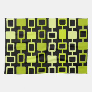 Mid Century Modern Square Columns Black Chartreuse Kitchen Towel