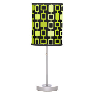 Mid Century Modern Square Columns Black Chartreuse Table Lamp