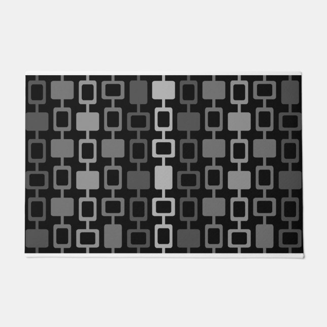Mid Century Modern Square Columns Black Gray Doormat (Front)