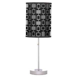Mid Century Modern Square Columns Black Gray Table Lamp