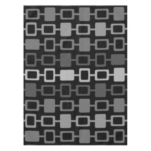 Mid Century Modern Square Columns Black Gray Tablecloth