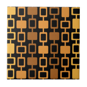 Mid Century Modern Square Columns Black Orange Ceramic Tile