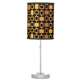 Mid Century Modern Square Columns Black Orange Table Lamp