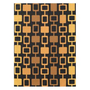 Mid Century Modern Square Columns Black Orange Tablecloth