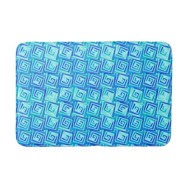 Mid-Century Modern square spirals - aqua multi Bath Mat (Front)