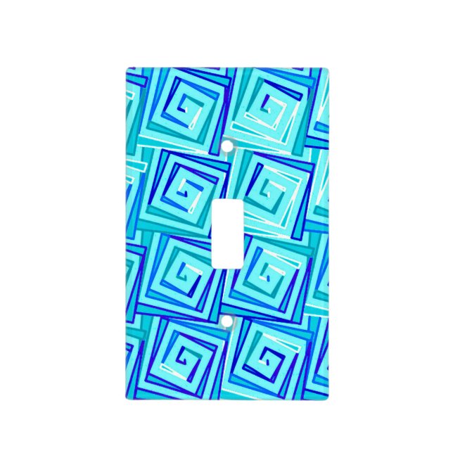 Mid-Century Modern square spirals - aqua multi Light Switch Cover (Front)