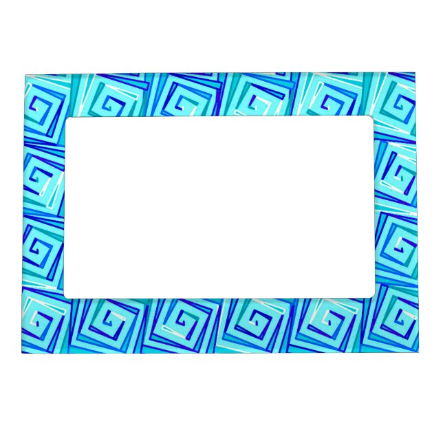 Mid-Century Modern square spirals - aqua multi Magnetic Frame (Front)
