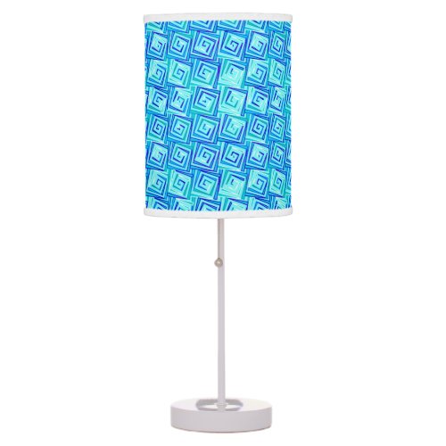 Mid_Century Modern square spirals _ aqua multi Table Lamp