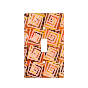 Mid-Century Modern square spirals - coral multi Light Switch Cover