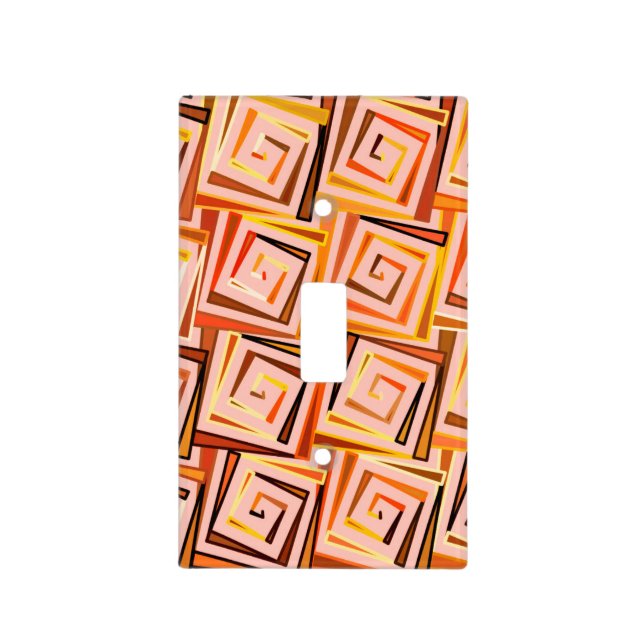 Mid-Century Modern square spirals - coral multi Light Switch Cover (Front)