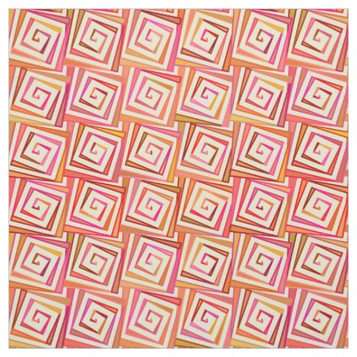 Mid-Century Modern square spirals - cream multi Fabric