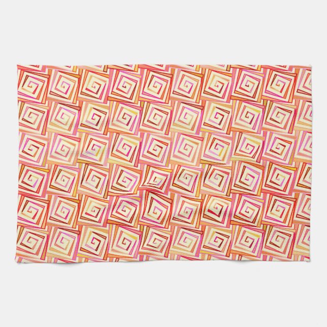 Mid-Century Modern square spirals - cream multi Kitchen Towel (Horizontal)