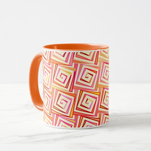 Mid-Century Modern square spirals - cream multi Mug (Front Left)