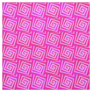 Mid-Century Modern square spirals - pink multi Fabric