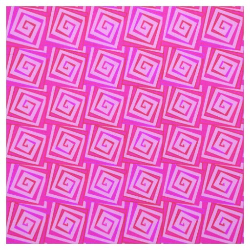 Mid-Century Modern square spirals - pink multi Fabric