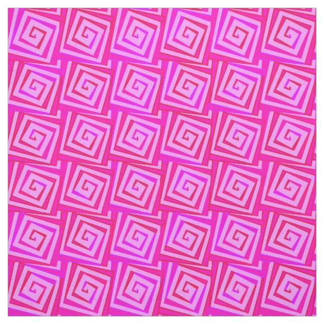 Mid-Century Modern square spirals - pink multi Fabric (Swatch)