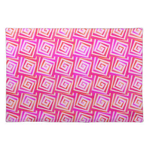 Mid-Century Modern square spirals - pink multi Placemat