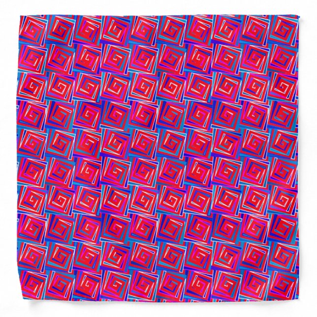 Mid-Century Modern square spirals - red multi Bandana (Front)