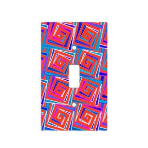 Mid-Century Modern square spirals - red multi Light Switch Cover