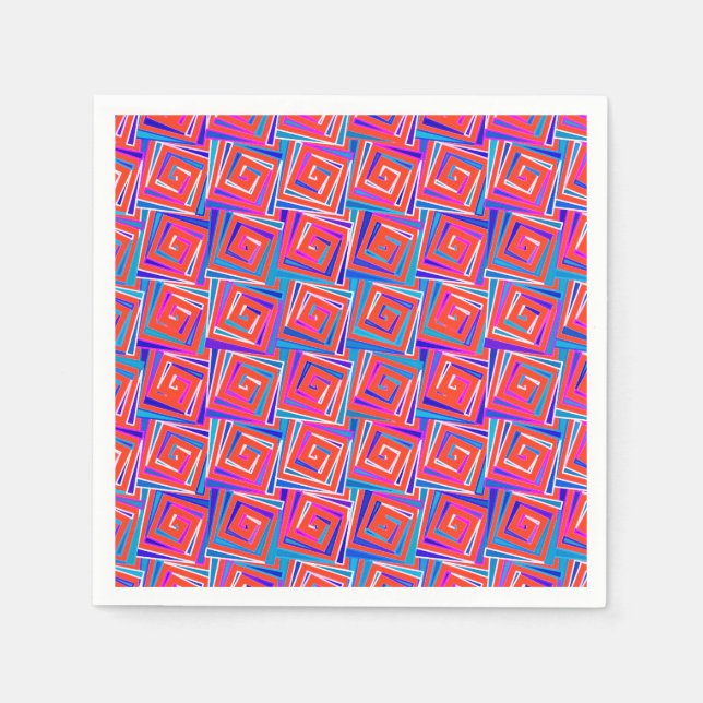 Mid-Century Modern square spirals - red multi Paper Napkins (Front)