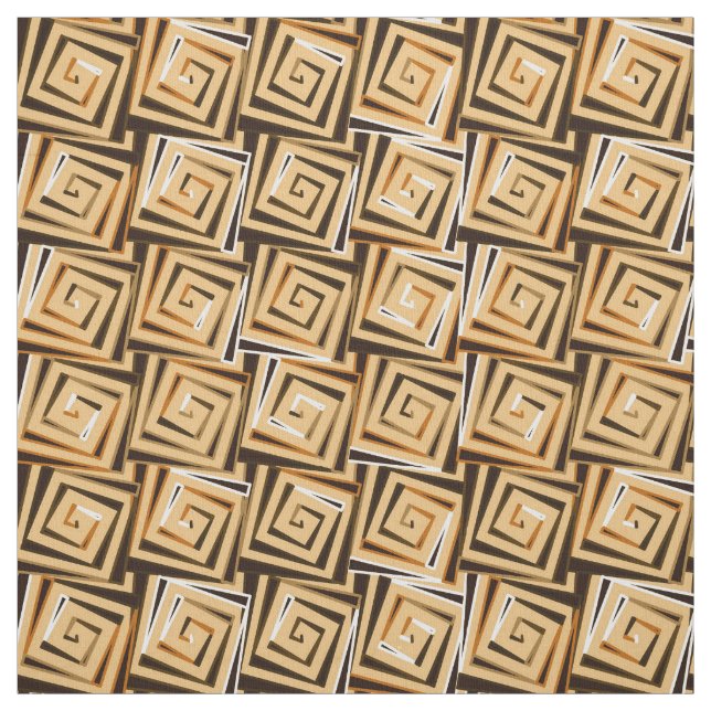 Mid-Century Modern square spirals - tan multi Fabric (Swatch)