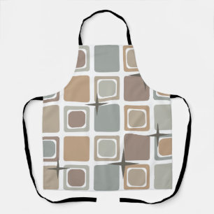 Mid Century Modern Squares Earth Tones Apron