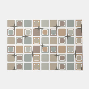 Mid Century Modern Squares Earth Tones Doormat