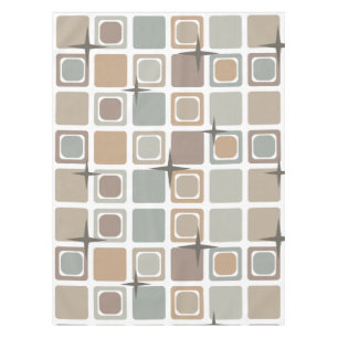 Mid Century Modern Squares Earth Tones Tablecloth