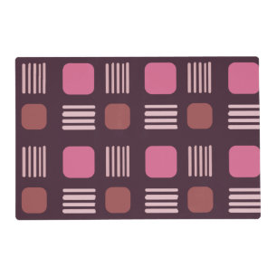Mid-Century Modern Squares Lines Dark Pink Placemat