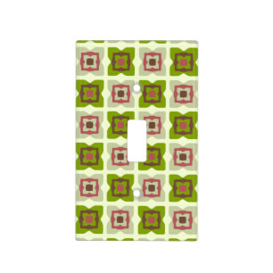 Mid Century Modern Squares Pattern Green Light Switch Cover