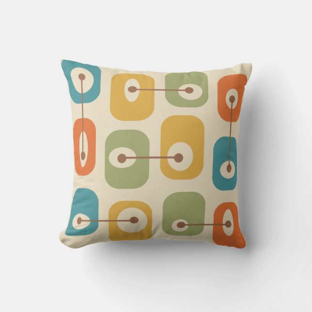 Mid Century Modern Squishy Cubes Throw Pillow (Front)