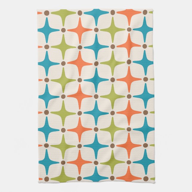 Mid Century Modern Star Pattern Kitchen Towel (Vertical)