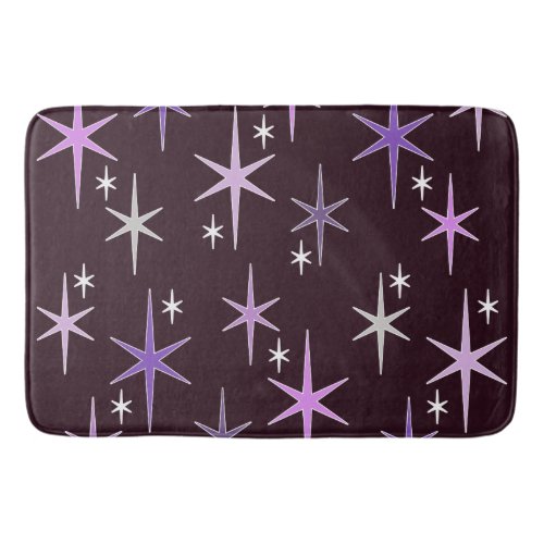 Mid Century Modern Star Sky Purple Bath Mat