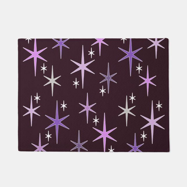 Mid Century Modern Star Sky Purple Doormat (Front)