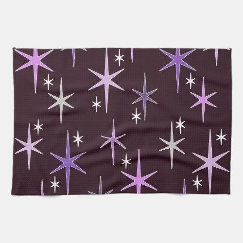 Mid Century Modern Star Sky Purple Kitchen Towel