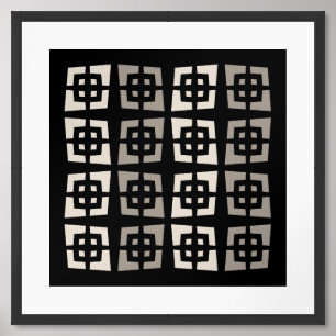 Mid Century Modern Starburst Abstract Framed Art