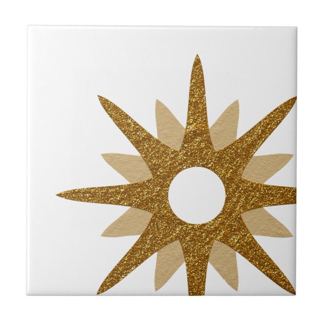Mid-Century Modern Starburst Bold Off-Set Ceramic Tile (Front)