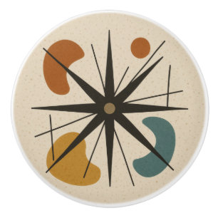 Mid Century Modern Starburst Ceramic Knob