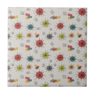Mid-Century Modern Starburst Ceramic Tile