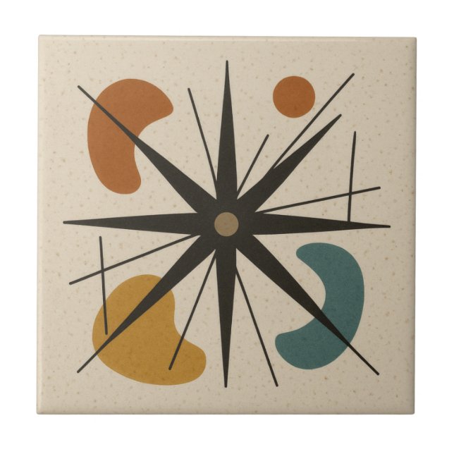 Mid Century Modern Starburst Ceramic Tile (Front)