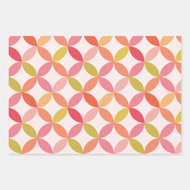 Mid century modern starburst circle  wrapping paper sheets (Front)