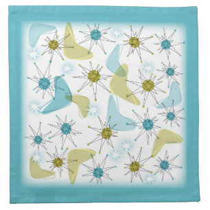 Mid Century Modern Starburst Cloth Napkin Set