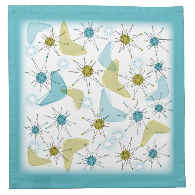 Mid Century Modern Starburst Cloth Napkin Set (Front)
